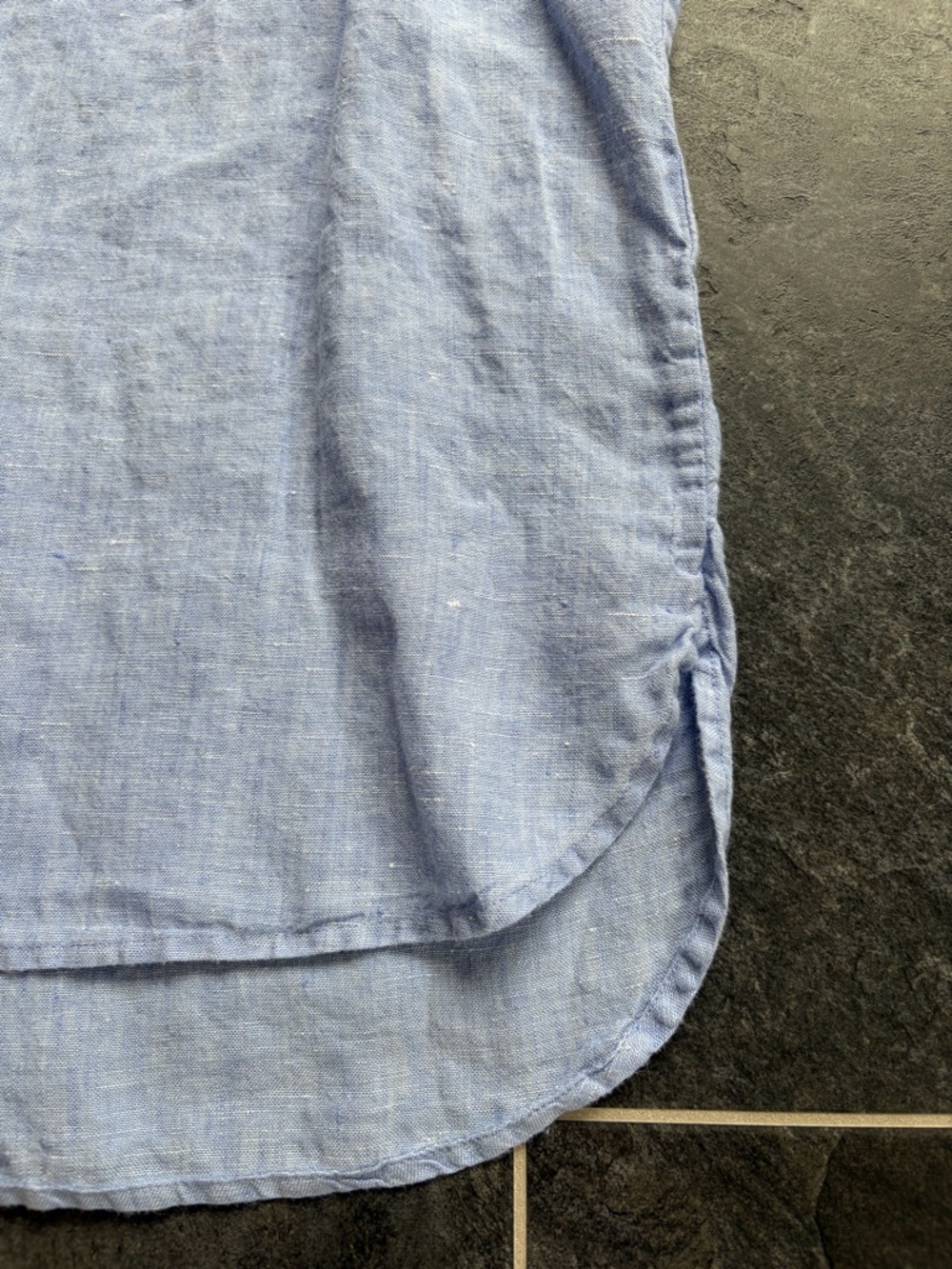 J. Crew Light Blue Irish ☘️ Linen-Short Sleeve Button Placket Shirt - Picture 4 of 8